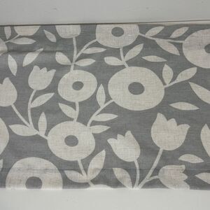 Grey White Modern Floral Linen Look Valance Curtain 60x17”